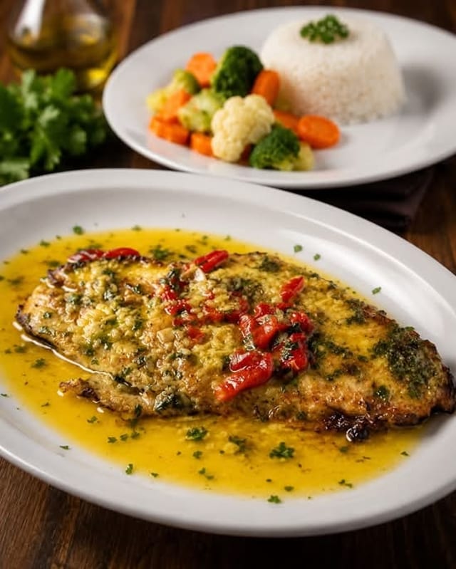 FILETE DE PESCADO AL AJILLO (Garlic Fish Filet).