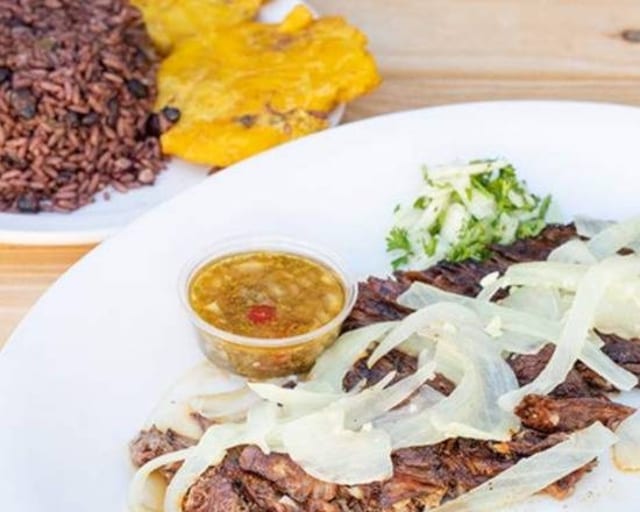 VACA FRITA (Flat Iron Grilled Shredded Beef).