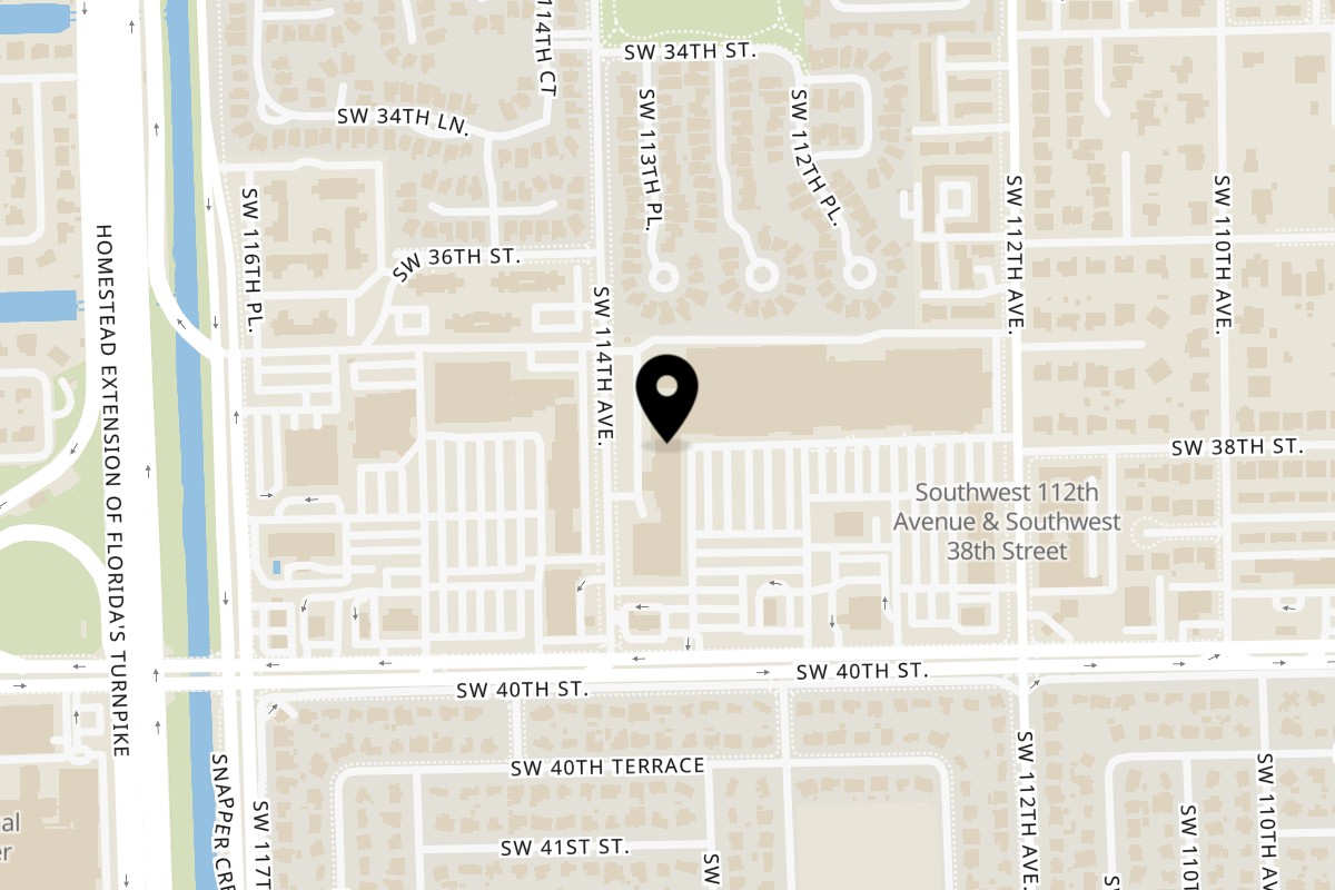 Map showing the location of Munchies Cafe Miami on 11367 SW 40th St in Miami